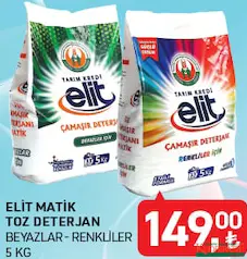 ELİT MATİK TOZ DETERJAN BEYAZLAR/RENKLİLER 5 KG ELİT MATİK TOZ DETERJAN BEYAZLAR/RENKLİLER 5 KG